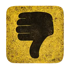 VIRA404 artist emblem: a black thumbs-down on a distressed yellow square, accompanying artist's contact link.